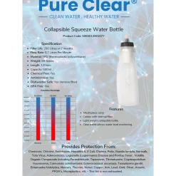 Pure Explore Collapsible Squeeze Water Filter Bottle - 500ml