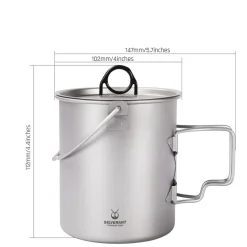 Titanium Pot 750ml with lid and bail handle