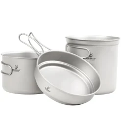 Ultralight 3 Piece Titanium Camping Cookware Set
