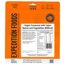Vegan Couscous with Cajun Spices and Vegetables (High Energy Serving)